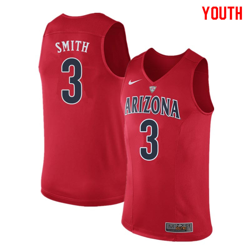 Youth Arizona Wildcats #3 Dylan Smith College Basketball Jerseys Sale-Red